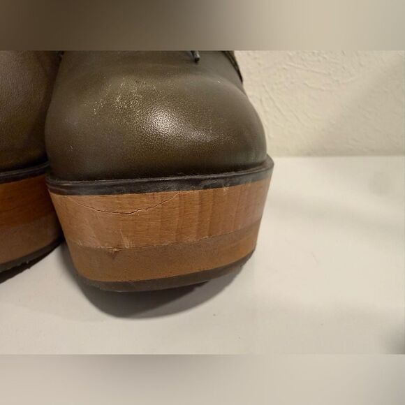 ANTHROPOLOGIE Cubanas Olive Leather Platform Oxford Clogs – Size 7 – VGUC - Picture 8 of 9